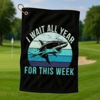 I Wait All Year For This Week Shark Golf Towel thumb 1