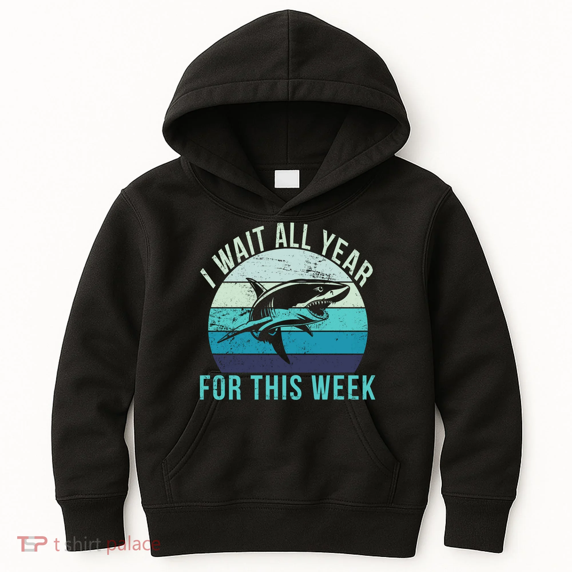 I Wait All Year For This Week Shark Kids Hoodie
