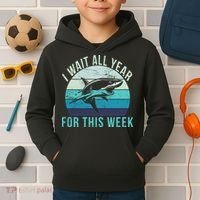 I Wait All Year For This Week Shark Kids Hoodie thumb 2
