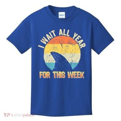 I Wait All Year For This Week Vintage Shark Kids T-Shirt