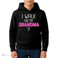 I Walk For My Grandma Breast Cancer Kids Hoodie thumb 4
