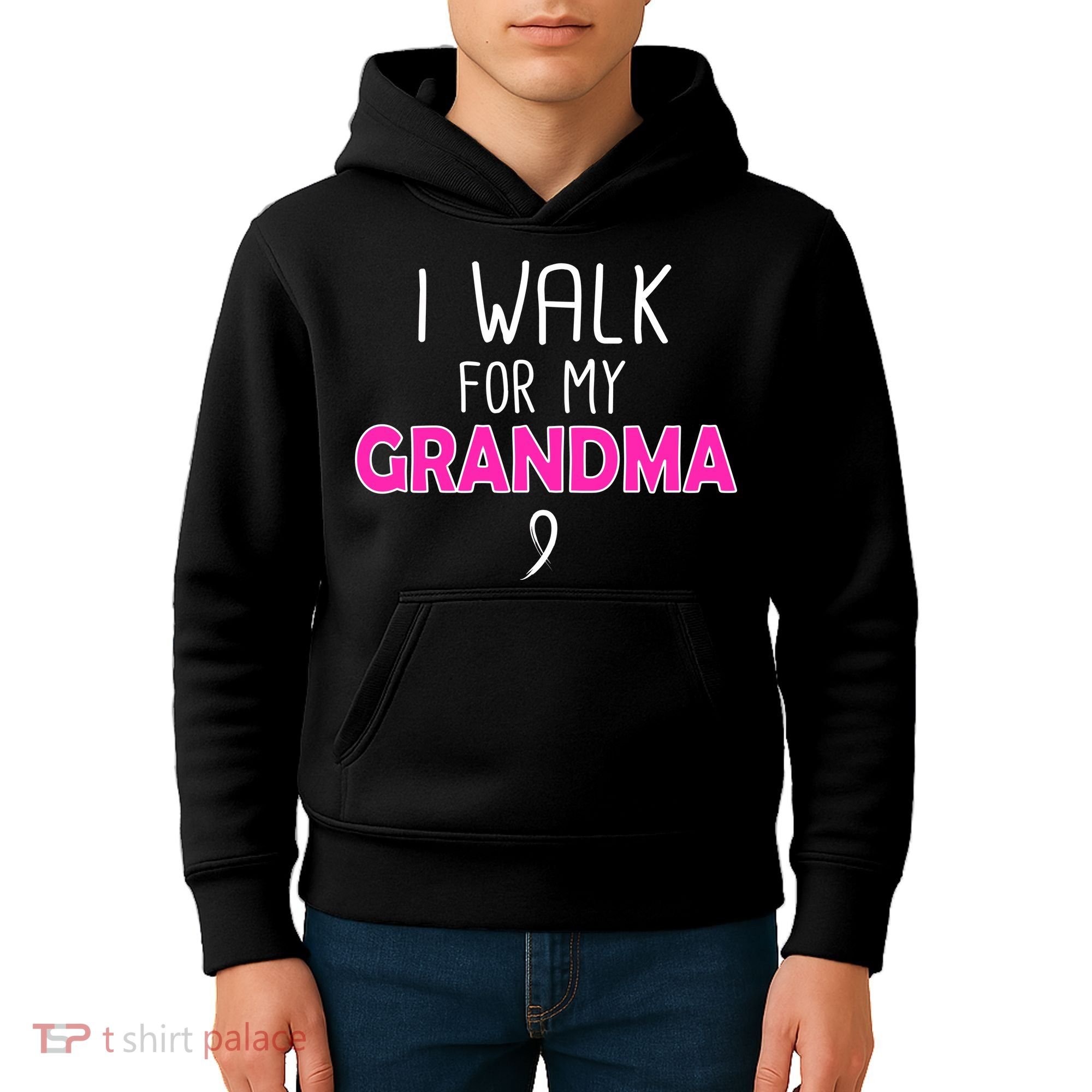 I Walk For My Grandma Breast Cancer Kids Hoodie