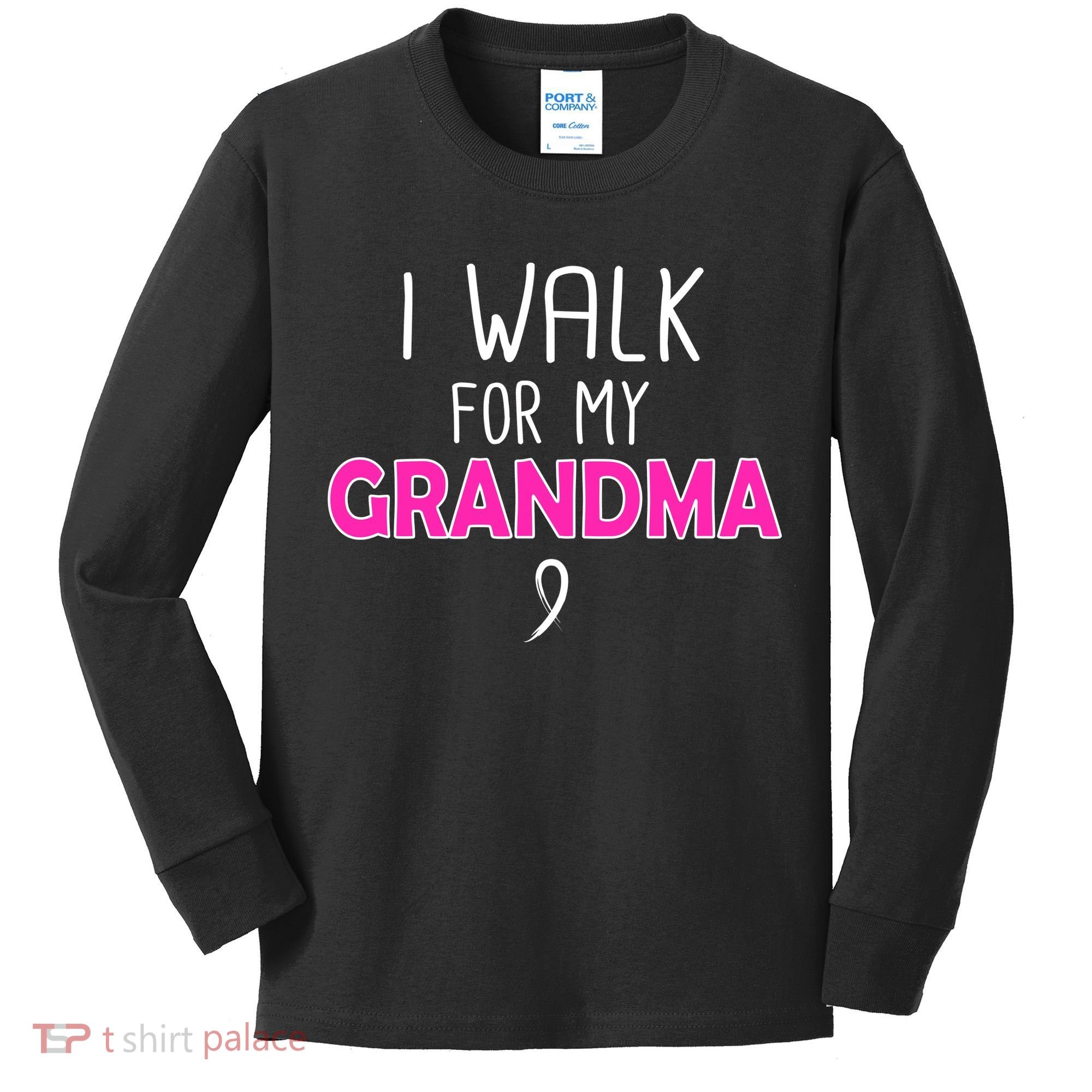 I Walk For My Grandma Breast Cancer Kids Long Sleeve Shirt