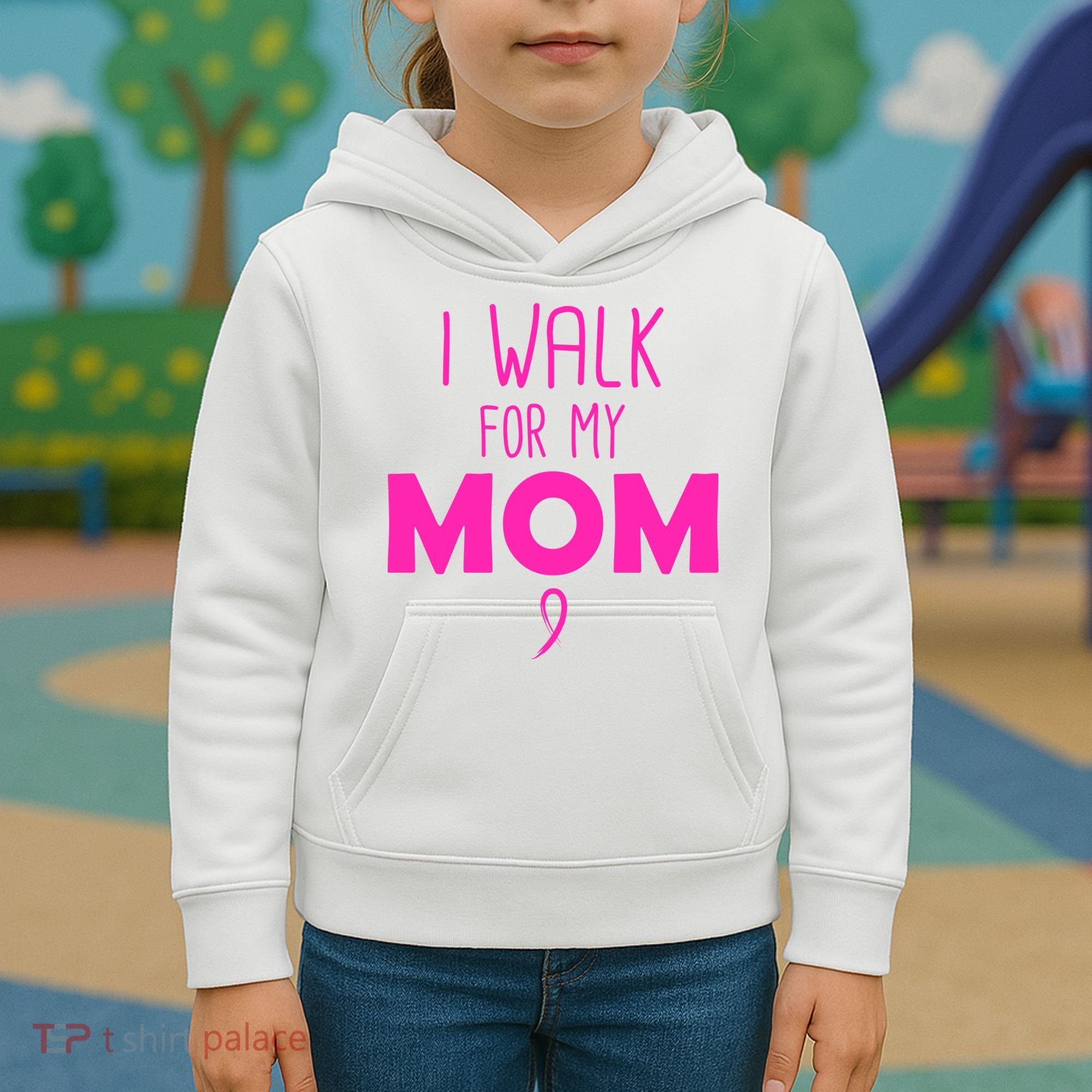 I Walk For My Mom Breast Cancer Kids Hoodie