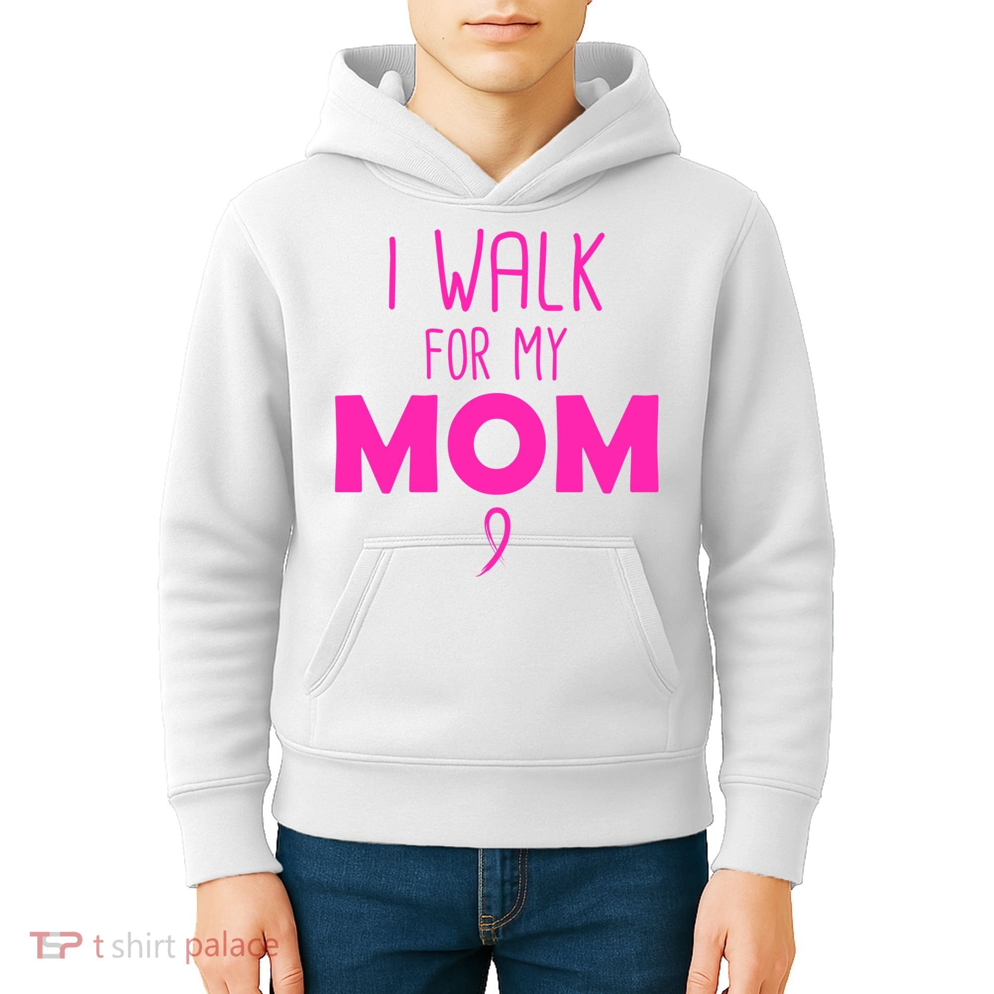 I Walk For My Mom Breast Cancer Kids Hoodie