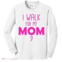 I Walk For My Mom Breast Cancer Kids Long Sleeve Shirt thumb 0
