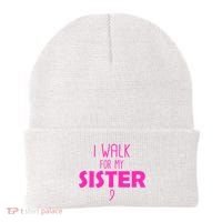 I Walk For My Sister Breast Cancer Beanie thumb 0