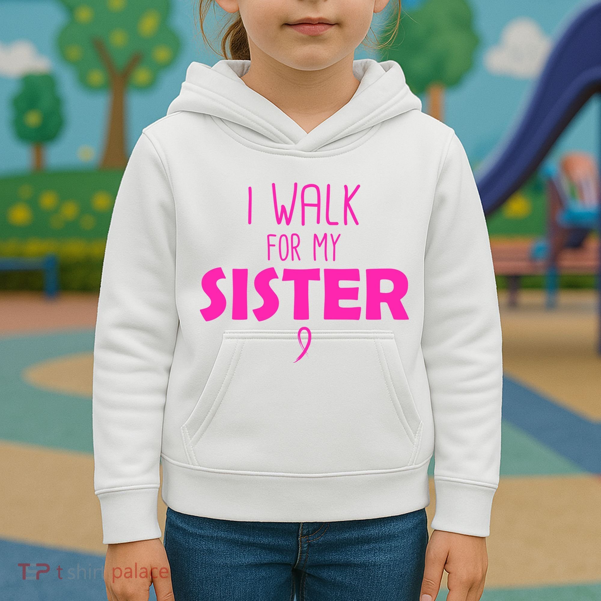 I Walk For My Sister Breast Cancer Kids Hoodie