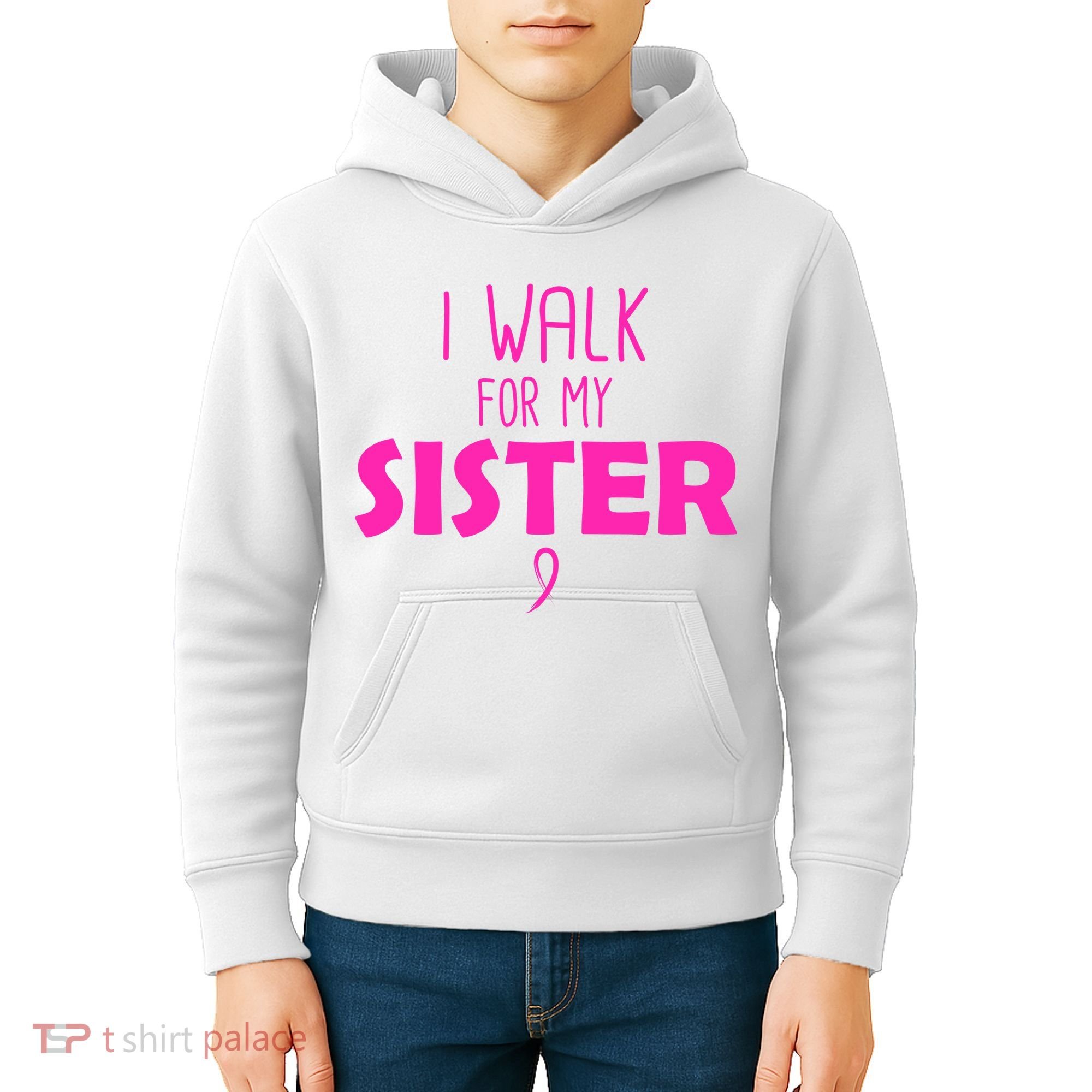 I Walk For My Sister Breast Cancer Kids Hoodie