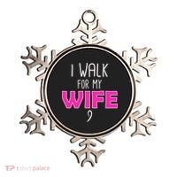 I Walk For My Wife Breast Cancer Ornament thumb 0