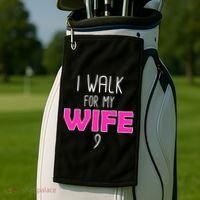 I Walk For My Wife Breast Cancer Golf Towel thumb 2