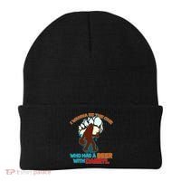 I Wanna Be the One Who Has a Beer With Darryl Funny Bigfoot Beanie thumb 0