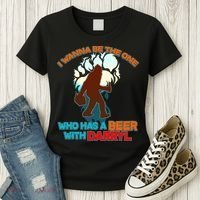 I Wanna Be the One Who Has a Beer With Darryl Funny Bigfoot Women's T-Shirt thumb 3