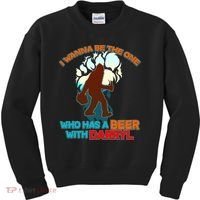 I Wanna Be the One Who Has a Beer With Darryl Funny Bigfoot Kids Sweatshirt thumb 0