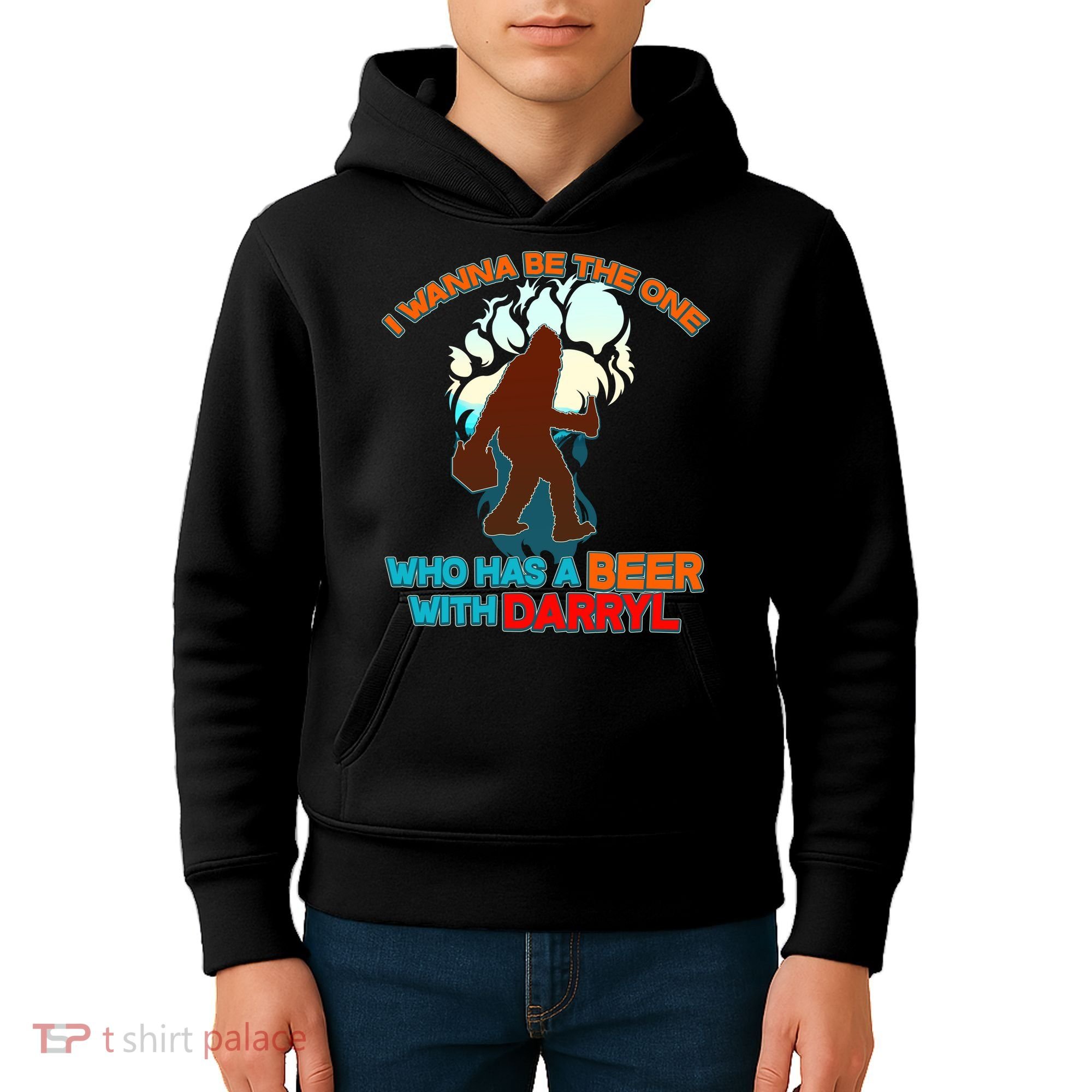 I Wanna Be the One Who Has a Beer With Darryl Funny Bigfoot Kids Hoodie