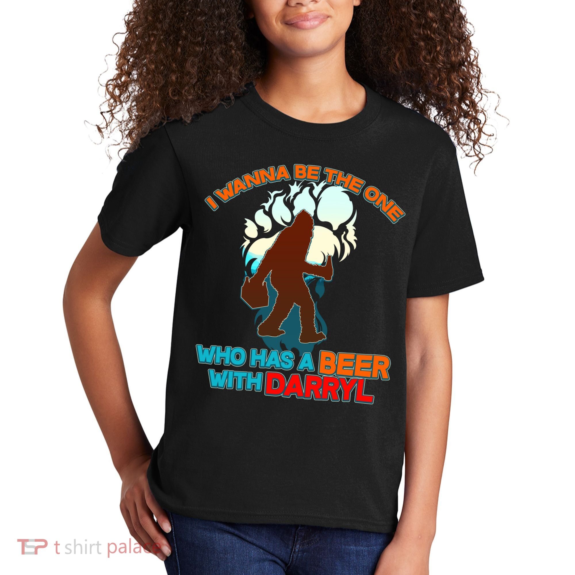 I Wanna Be the One Who Has a Beer With Darryl Funny Bigfoot Kids T-Shirt