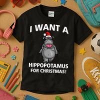 I Want A Hippopotamus For Christmas Kids T-Shirt thumb 3