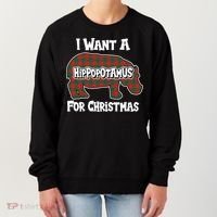 I Want A Hippopotamus For Christmas Buffalo Plaid Hippo Women's Sweatshirt thumb 0