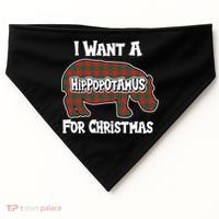 I Want A Hippopotamus For Christmas Buffalo Plaid Hippo USA-Made Doggie Bandana thumb 0