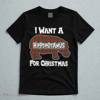I Want A Hippopotamus For Christmas Buffalo Plaid Hippo T-Shirt thumb 5