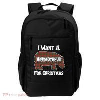 I Want A Hippopotamus For Christmas Buffalo Plaid Hippo Backpack thumb 0