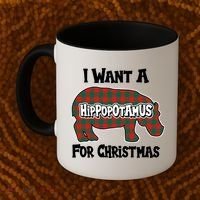 I Want A Hippopotamus For Christmas Buffalo Plaid Hippo Coffee Mug thumb 2