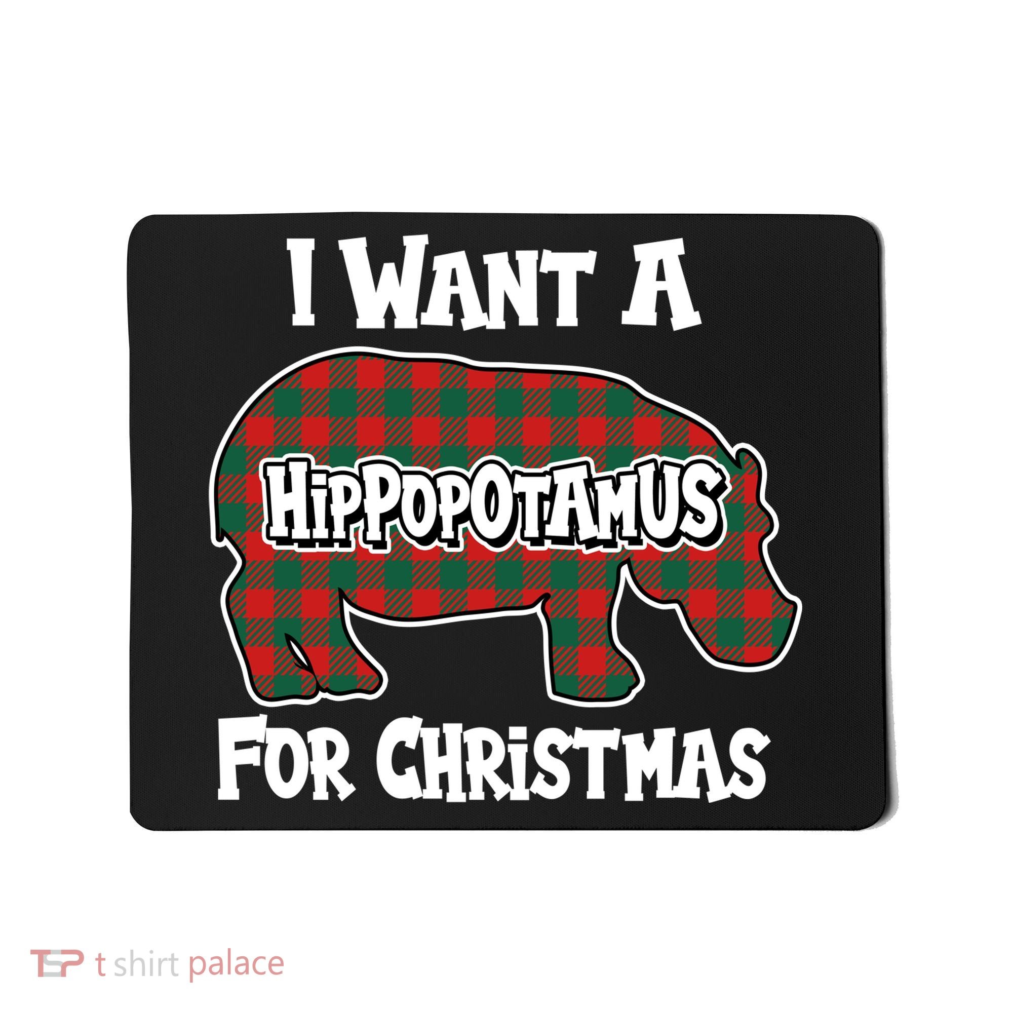 I Want A Hippopotamus For Christmas Buffalo Plaid Hippo Mousepad