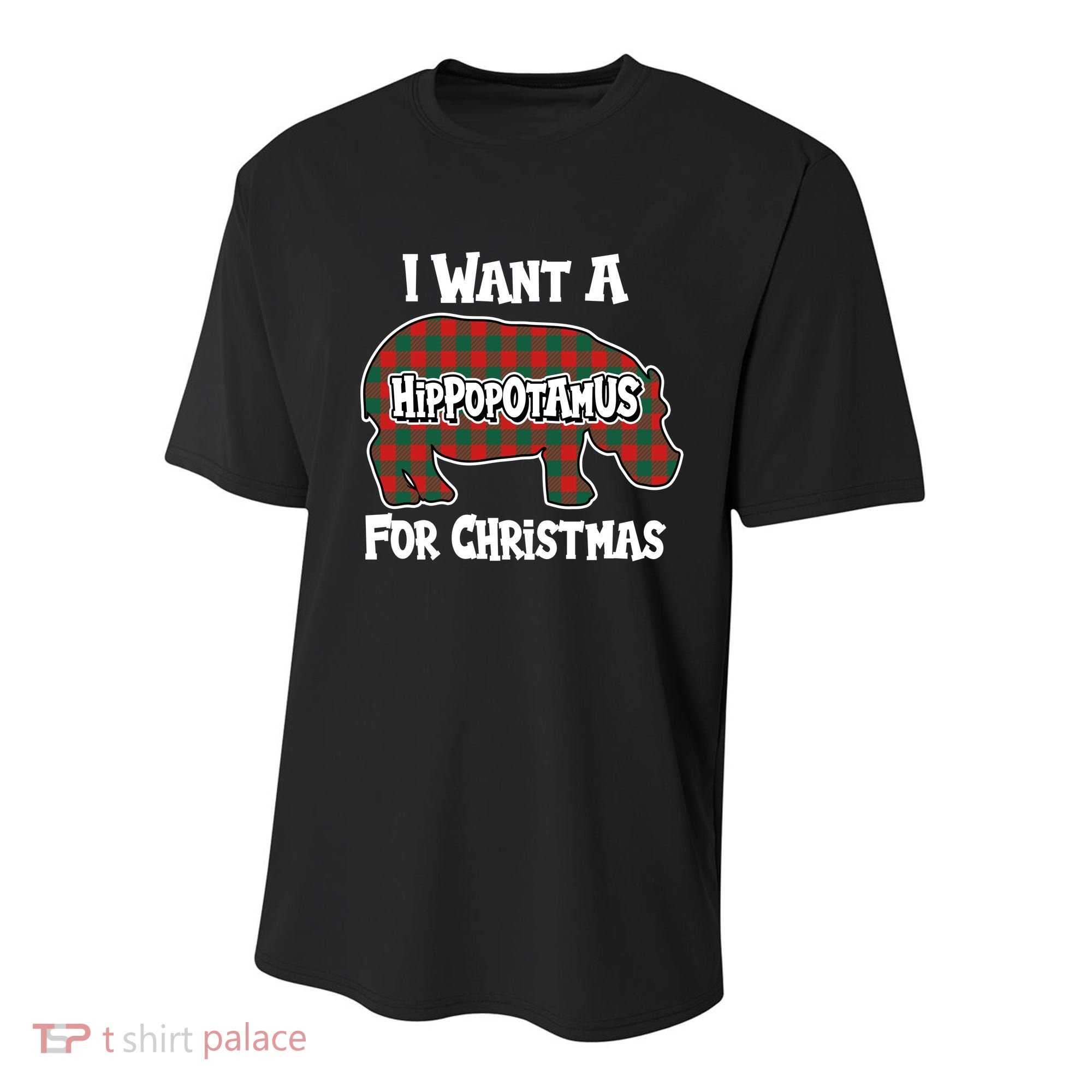 I Want A Hippopotamus For Christmas Buffalo Plaid Hippo Youth Performance Sprint T-Shirt