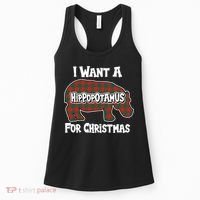 I Want A Hippopotamus For Christmas Buffalo Plaid Hippo Women's Tank Top thumb 0