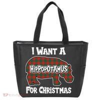 I Want A Hippopotamus For Christmas Buffalo Plaid Hippo Tote Bag thumb 0