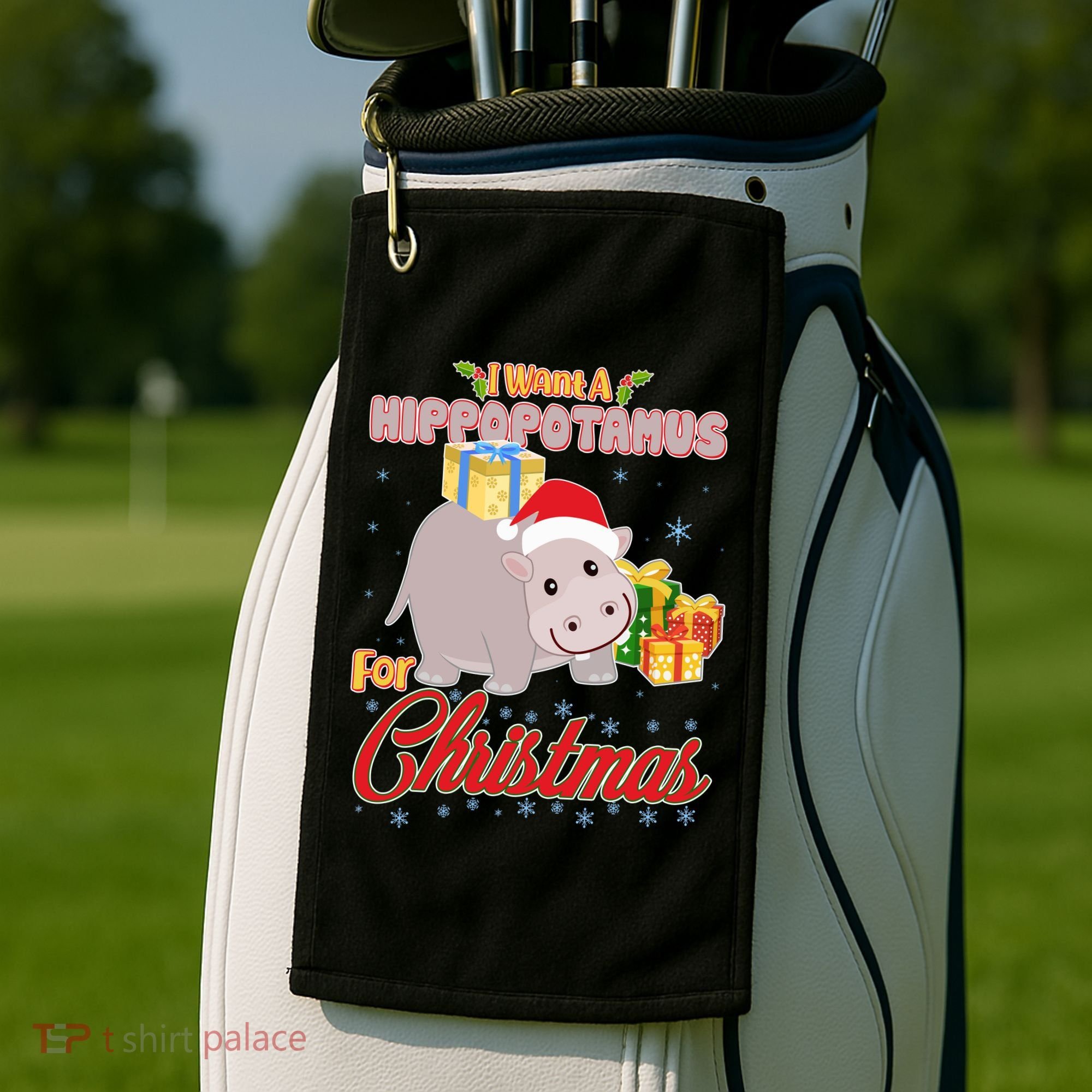 I Want A Hippopotamus for Christmas Classic Song Golf Towel