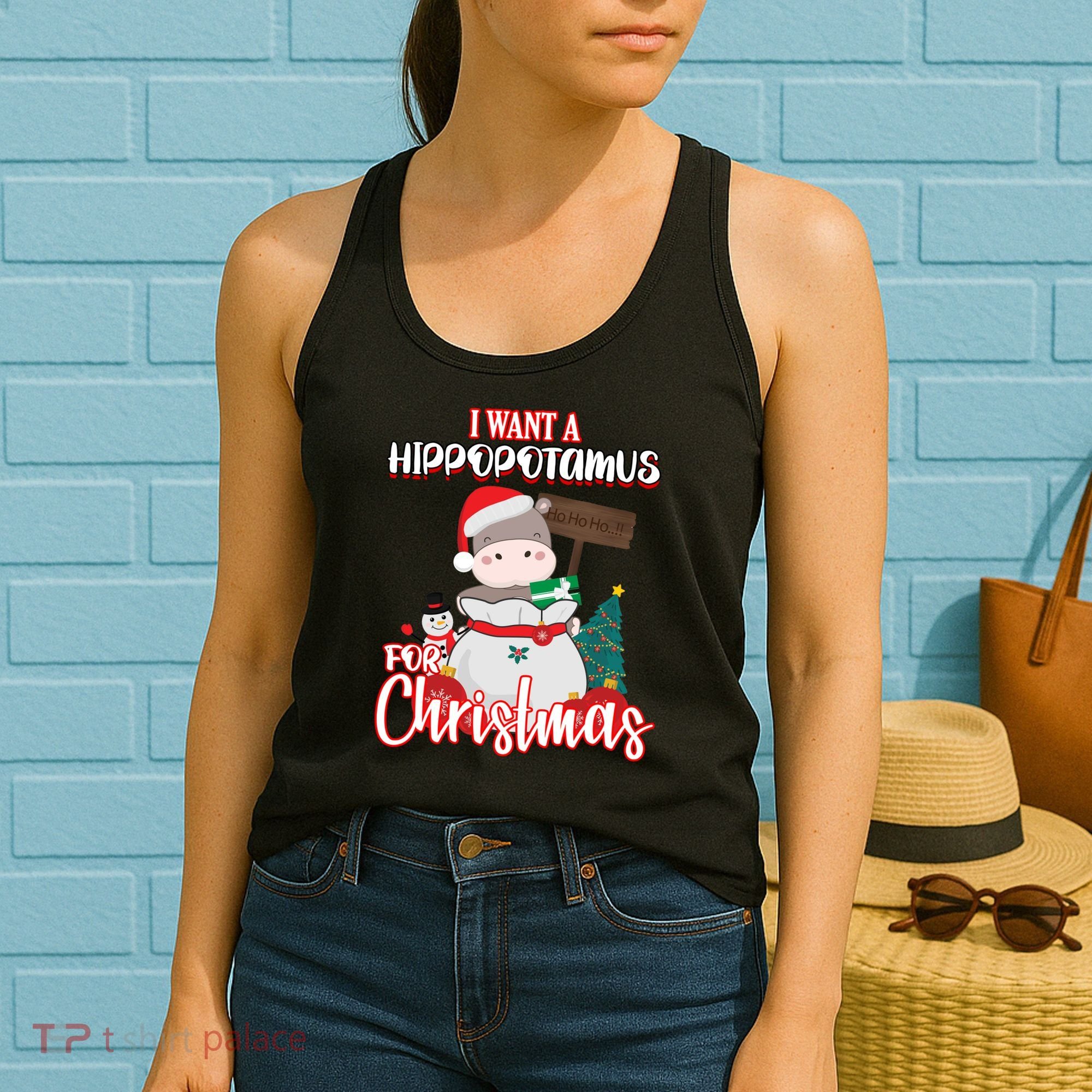 I Want A Hippopotamus For Christmas Ho Ho Ho Women's Tank Top