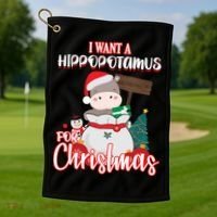 I Want A Hippopotamus For Christmas Ho Ho Ho Golf Towel thumb 1