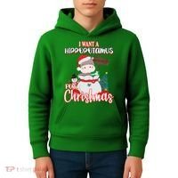 I Want A Hippopotamus For Christmas Ho Ho Ho Kids Hoodie thumb 4