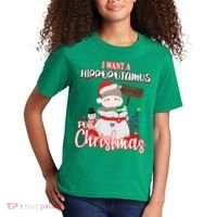 I Want A Hippopotamus For Christmas Ho Ho Ho Kids T-Shirt thumb 2