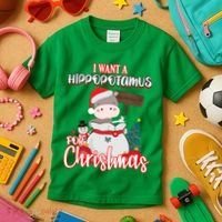 I Want A Hippopotamus For Christmas Ho Ho Ho Kids T-Shirt thumb 3