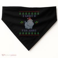I Want A Hippopotamus For Christmas Ugly USA-Made Doggie Bandana thumb 0