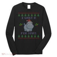 I Want A Hippopotamus For Christmas Ugly Long Sleeve Shirt thumb 0