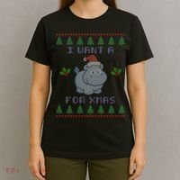 I Want A Hippopotamus For Christmas Ugly T-Shirt thumb 4