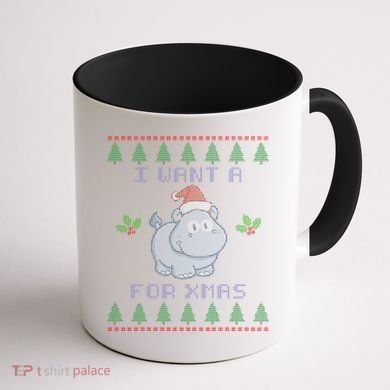 I Want A Hippopotamus For Christmas Ugly Coffee Mug back
