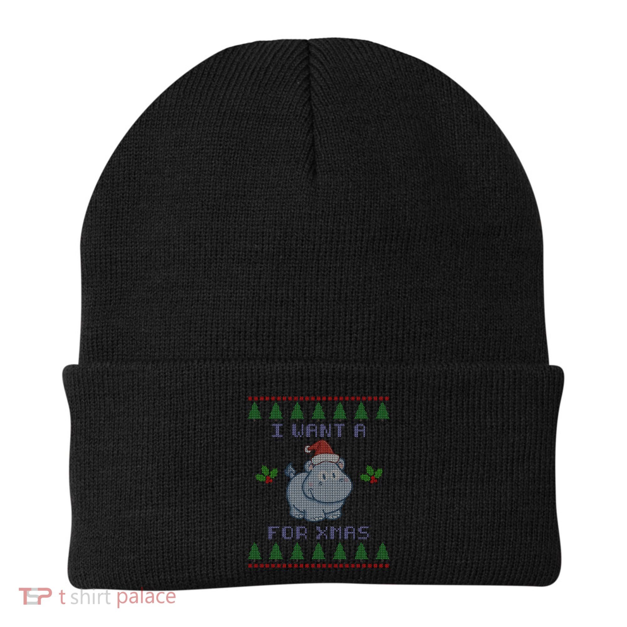 I Want A Hippopotamus For Christmas Ugly Beanie