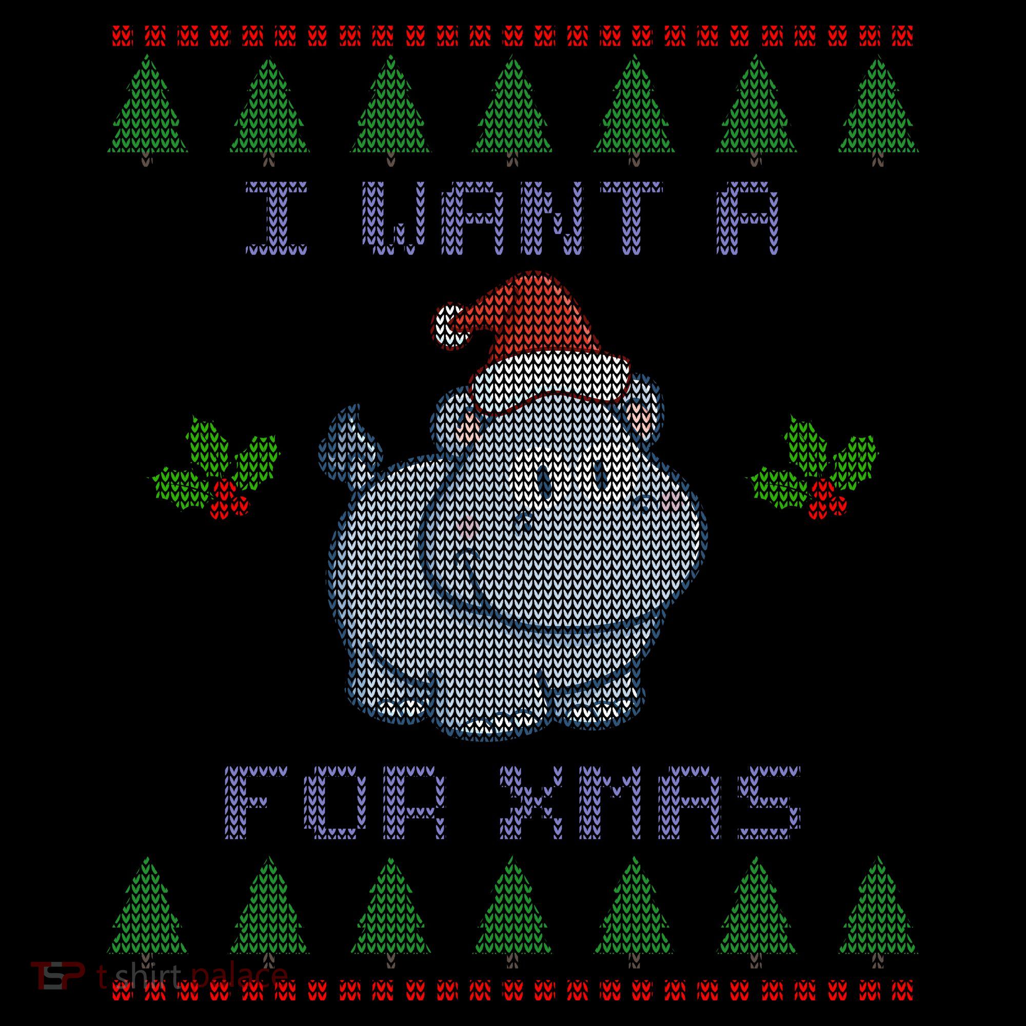 I Want A Hippopotamus For Christmas Ugly Women's Hoodie