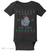 I Want A Hippopotamus For Christmas Ugly Baby Bodysuit thumb 0