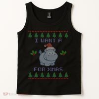 I Want A Hippopotamus For Christmas Ugly Tank Top thumb 2