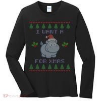I Want A Hippopotamus For Christmas Ugly Women's Long Sleeve Shirt thumb 0