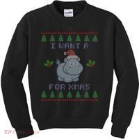 I Want A Hippopotamus For Christmas Ugly Kids Sweatshirt thumb 0
