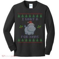 I Want A Hippopotamus For Christmas Ugly Kids Long Sleeve Shirt thumb 0