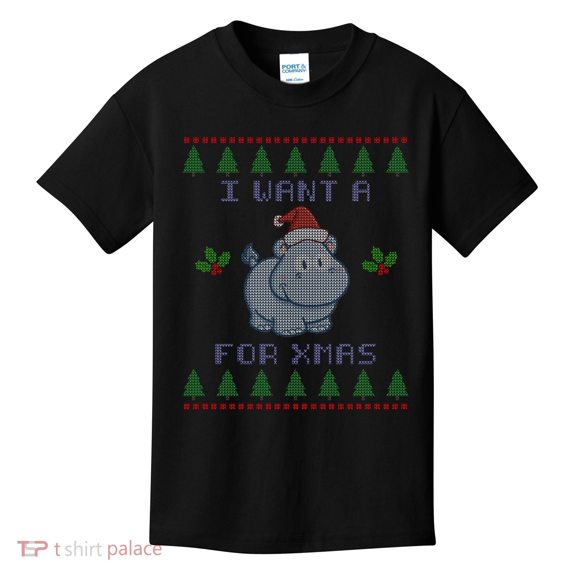 I Want A Hippopotamus For Christmas Ugly Kids T-Shirt