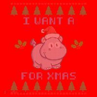 I Want A Hippopotamus For Christmas Ugly Santa Hat thumb 1