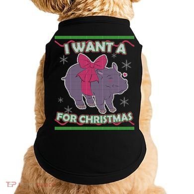 I Want A Hippopotamus Ugly Christmas Sweater Doggie Tank
